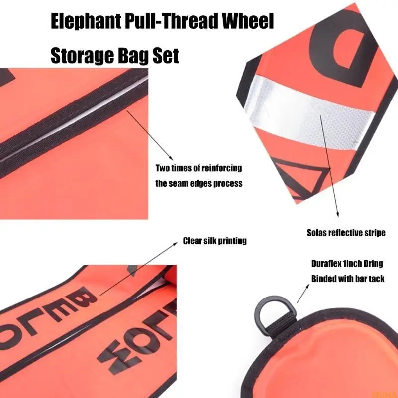 N0HA Open Bottom Safety Inflatable Dives Float with Reel & Clip Scubas Tube