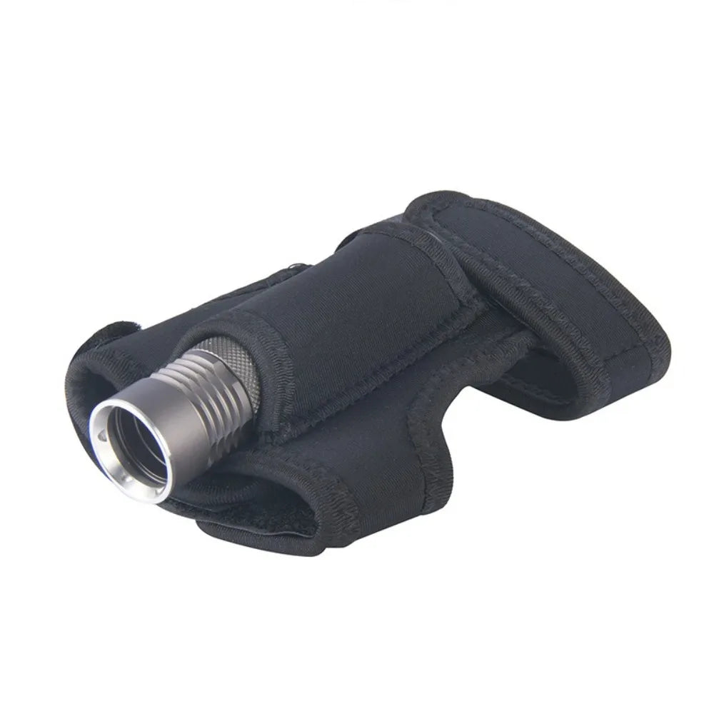 Adjustable scuba diving gloves with neoprene material and LED torch holder for hands-free underwater use