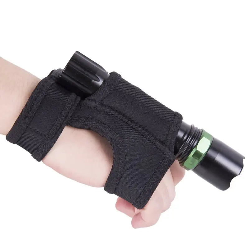 Adjustable black 600D nylon diving flashlight holder wrist strap for hands-free use