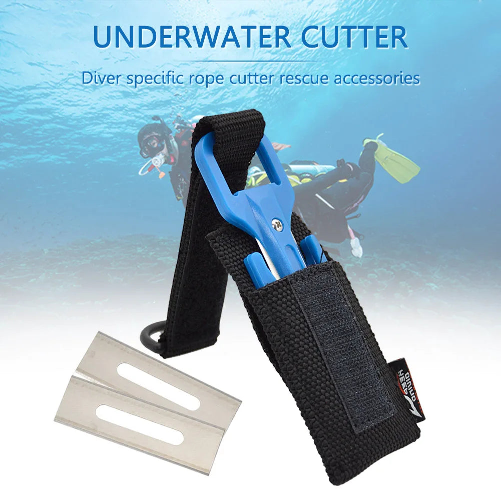 scuba diving cutting knife with nylon handle and replacement blades for underwater use