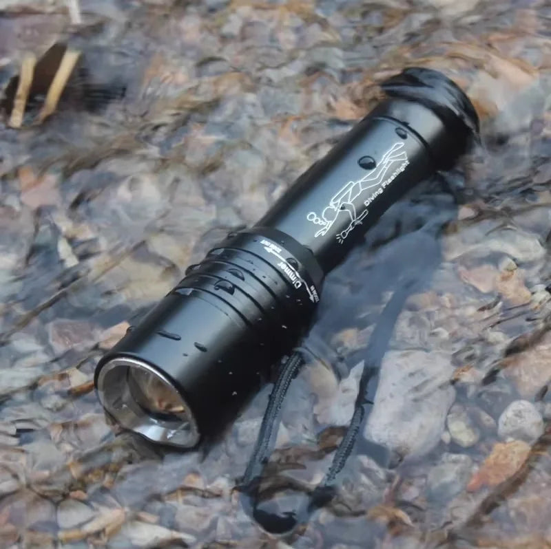 20000LM Scuba Diving Flashlight ZOOM Diving Light Underwater High Power Torch Light Waterproof for Video Shooting Fishing