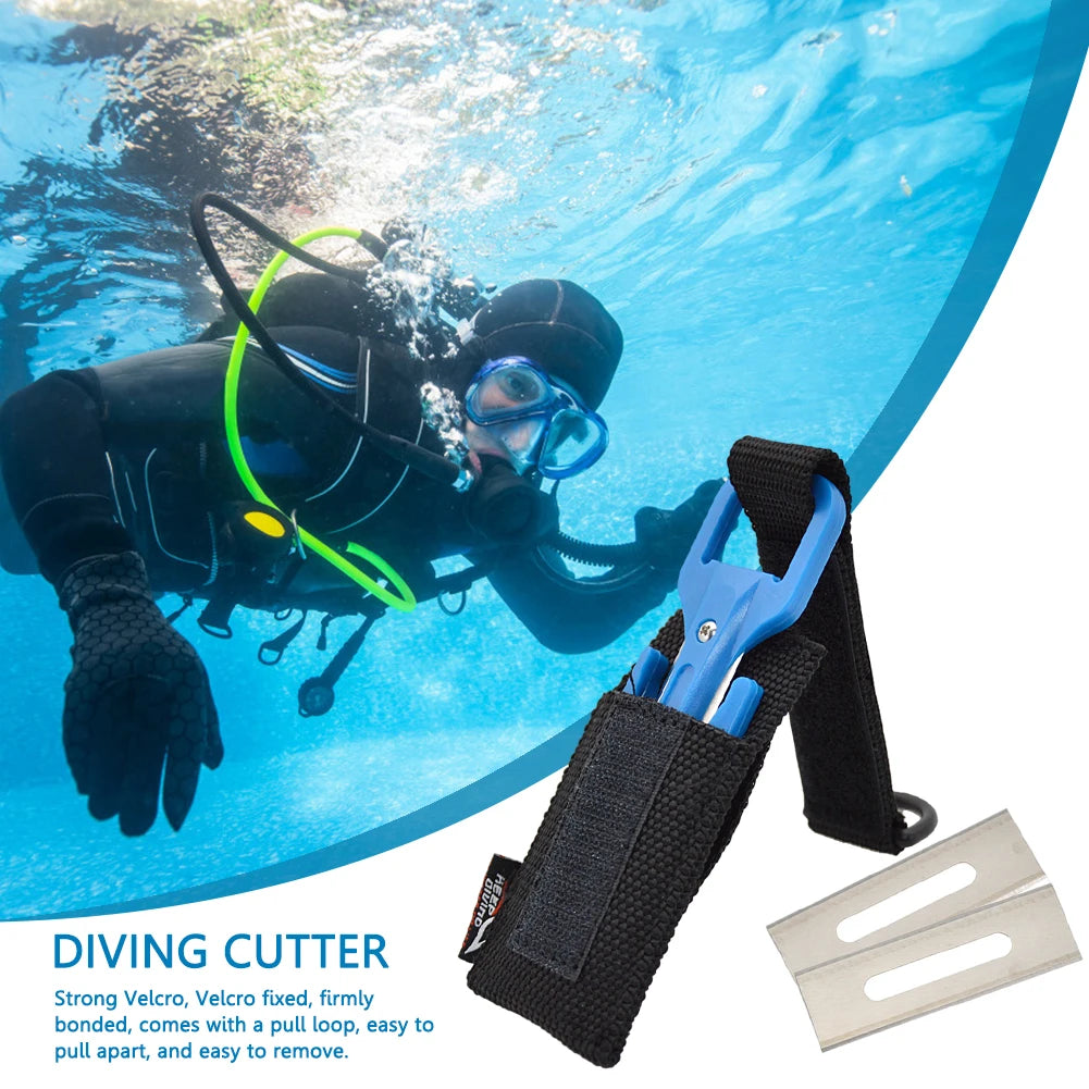 Scuba diving cutting knife with nylon handle and stainless steel blade for underwater use