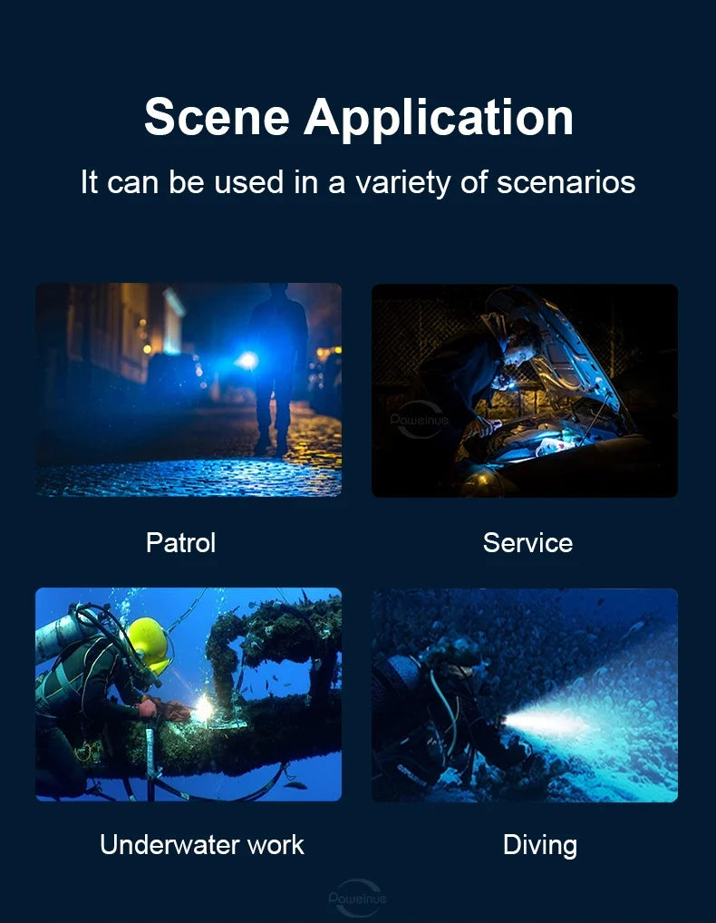 10000LM Professional Diving Flashlight Scuba LED Dive Light 26650 Hunting Dive Torch IPX8 Waterproof Underwater Lantern