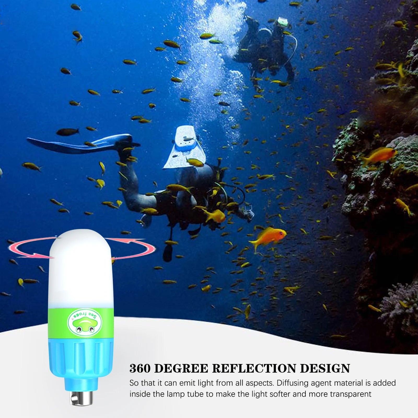 Seafrogs Scuba Signal Light Waterproof 60Meter/195ft Outdoor Diving LED Beacon Beam Safety Signal lamp Warning Diving LED Torch