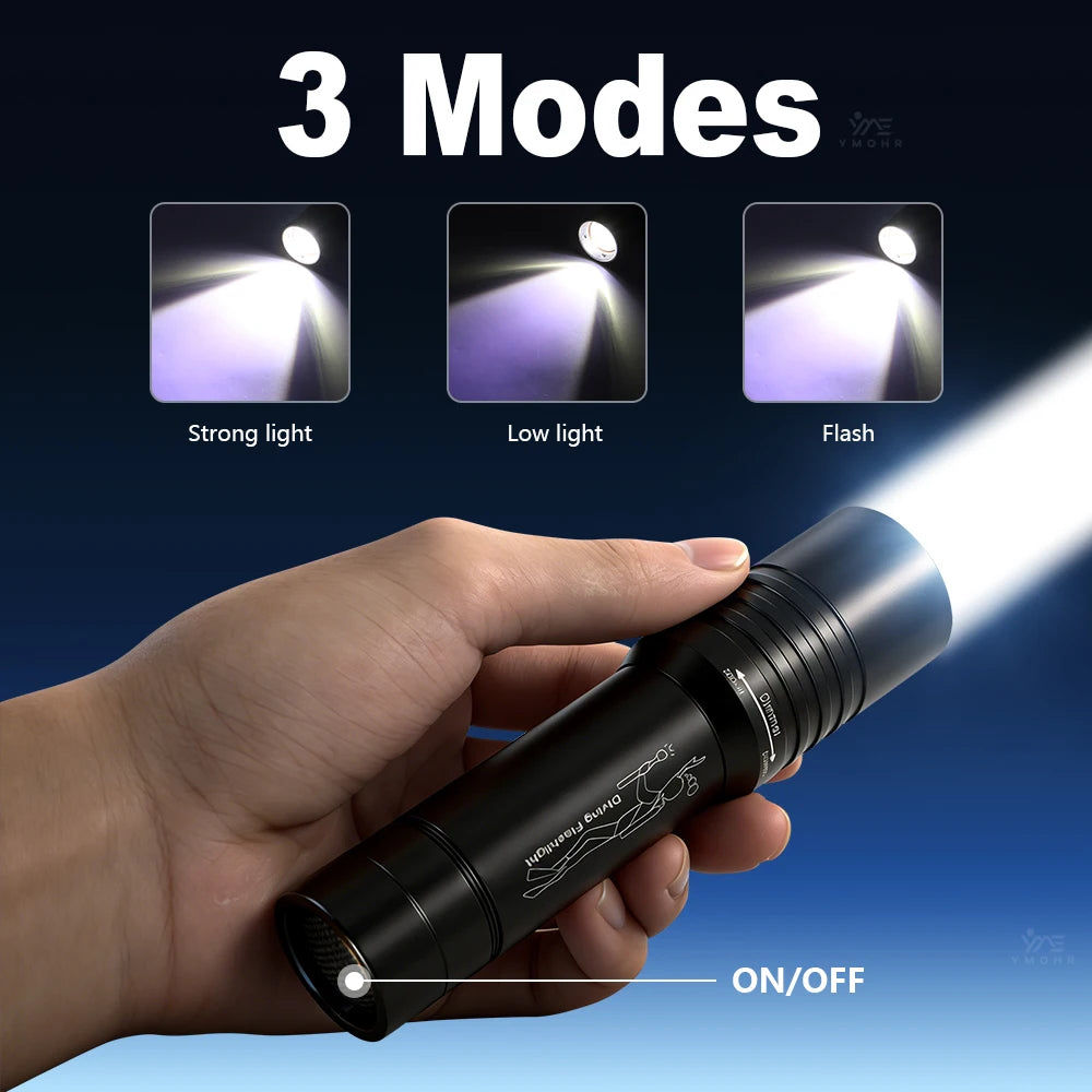 9500000000LM Powerful Diving Flashlight IPX8 Underwater Lamp Professional Scuba Diving Torch Type-c Rechargeable LED Dive Lights