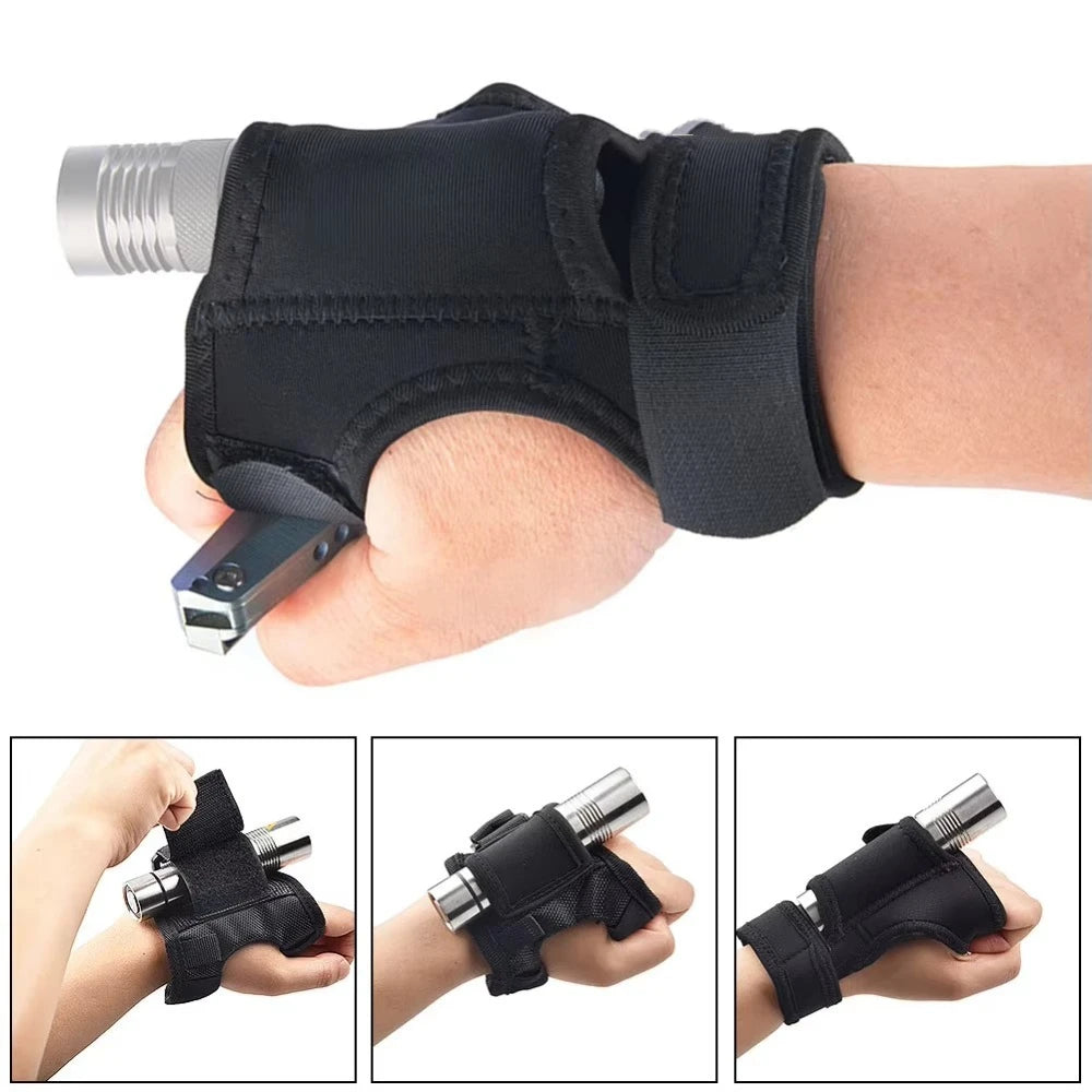 Adjustable Scuba Diving Flashlight Gloves Neoprene Elastic Underwater LED Torch Holder Soft Hand Free Wrist Strap Glove