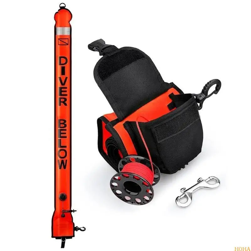 N0HA Open Bottom Safety Inflatable Dives Float with Reel & Clip Scubas Tube