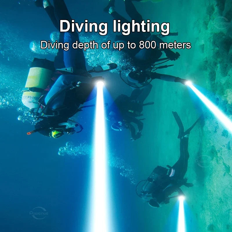 10000LM Professional Diving Flashlight Scuba LED Dive Light 26650 Hunting Dive Torch IPX8 Waterproof Underwater Lantern