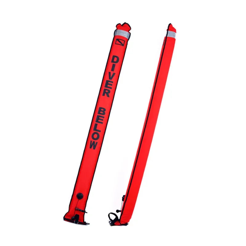 Colorful inflatable Diving SMB buoy in orange and fluorescent yellow for scuba diving safety and visibility