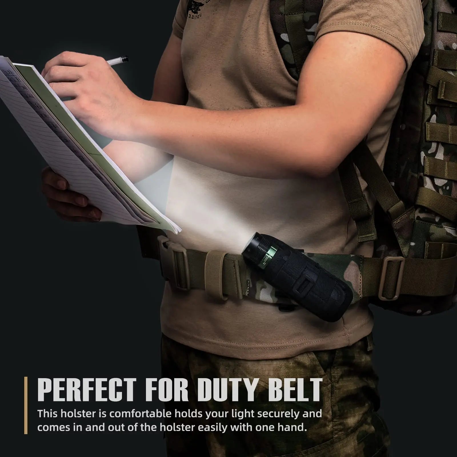 Tactical Flashlight Cover Nylon Case for Flashlight Belt Holster Holder for Duty Belt Hunting 360 Degree Flashlight Tool Pouch