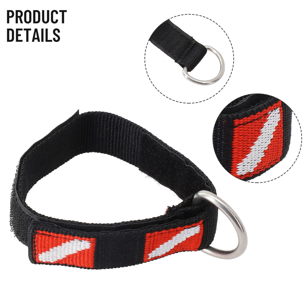 1pc Adjustable Scuba Diving Wrist Strap Lanyard Webbing Band With Metal D-Ring Freediving Webbing Holder Strap Swim Pool Parts