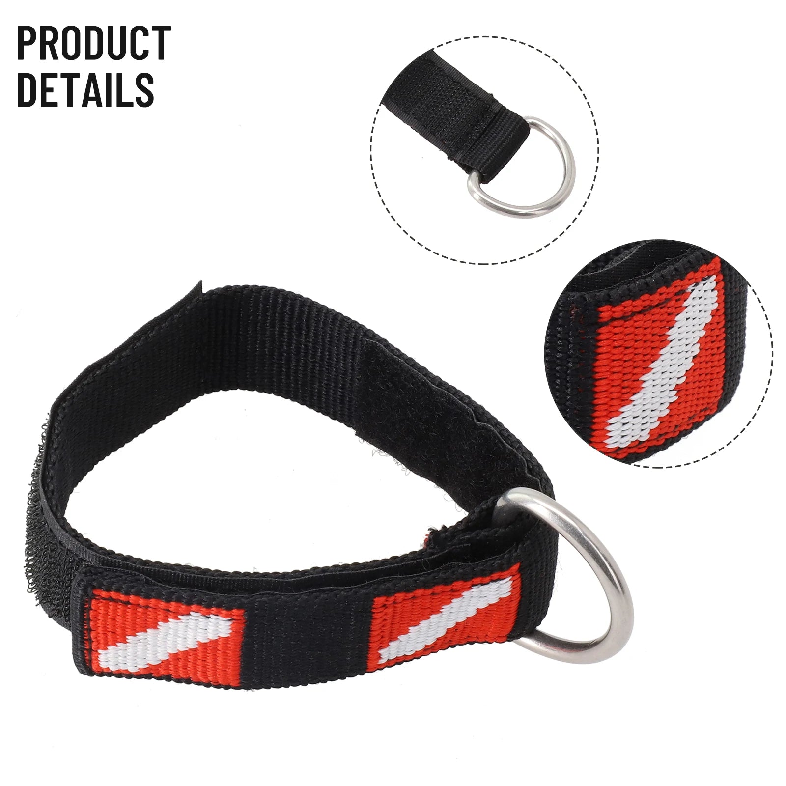 1pc Adjustable Scuba Diving Wrist Strap Lanyard Webbing Band With Metal D-Ring Freediving Webbing Holder Strap Swim Pool Parts