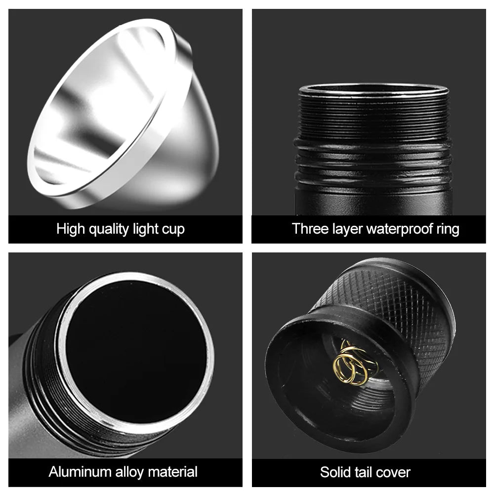 Professional LED Diving Flashlight Underwater Torch Strong Light Waterproof Scuba Dive Flashlight With Hand Rope