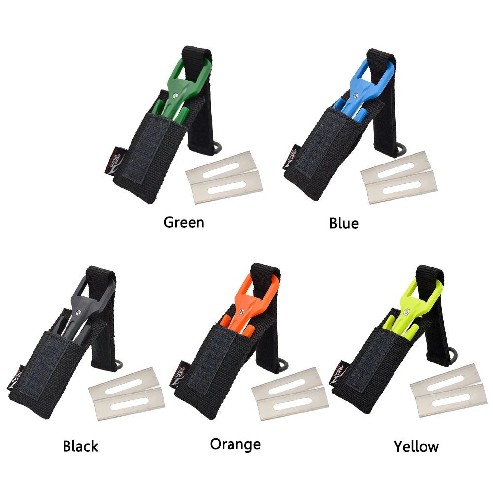 Scuba diving cutting knife with nylon handle and replaceable stainless steel blades for underwater use