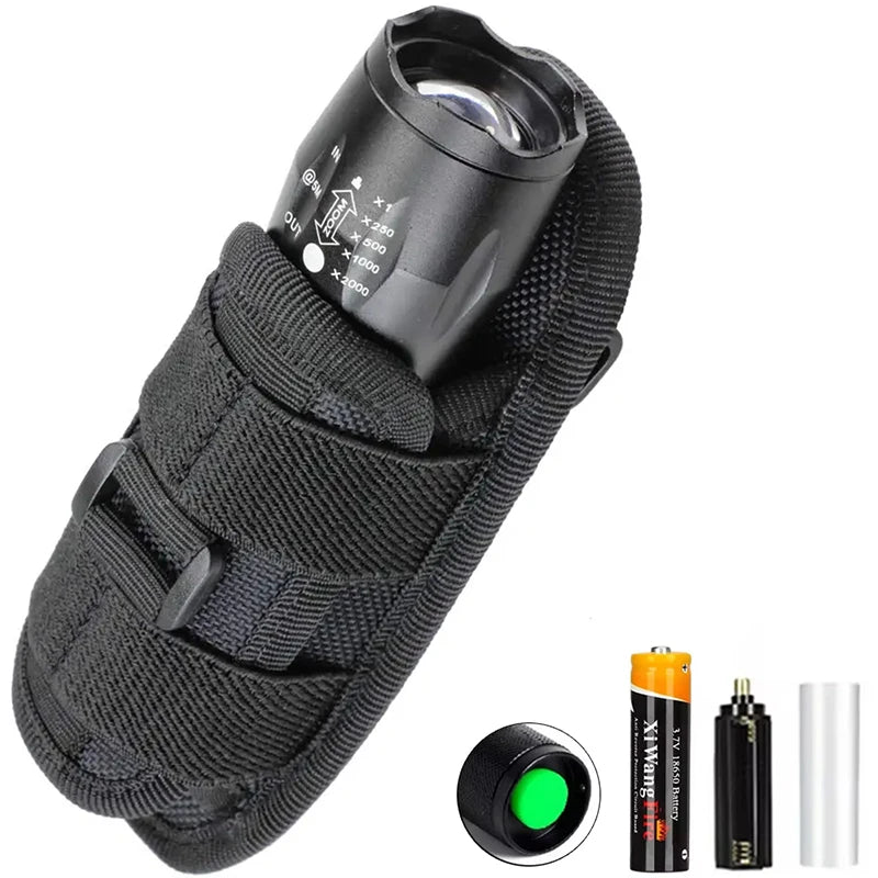 Tactical Flashlight Cover Nylon Case for Flashlight Belt Holster Holder for Duty Belt Hunting 360 Degree Flashlight Tool Pouch