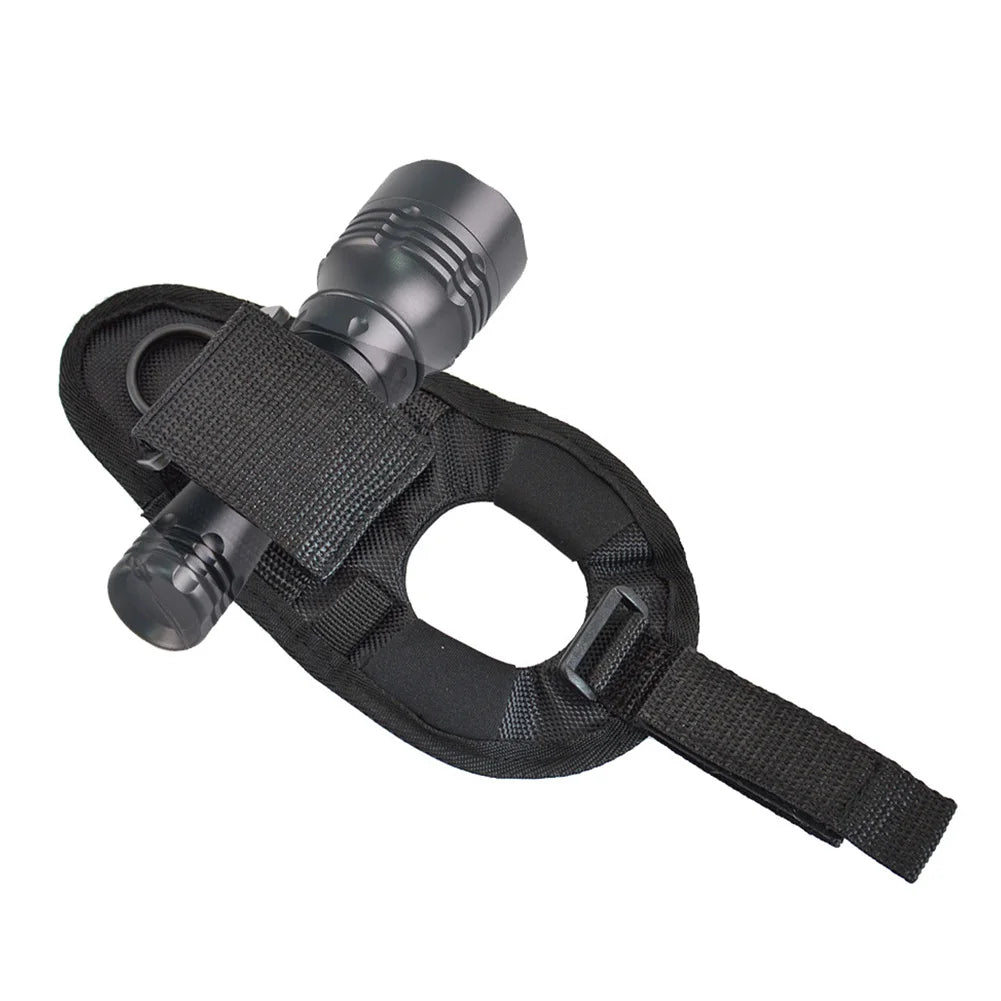 Black neoprene scuba diving flashlight sleeve glove with adjustable wrist strap
