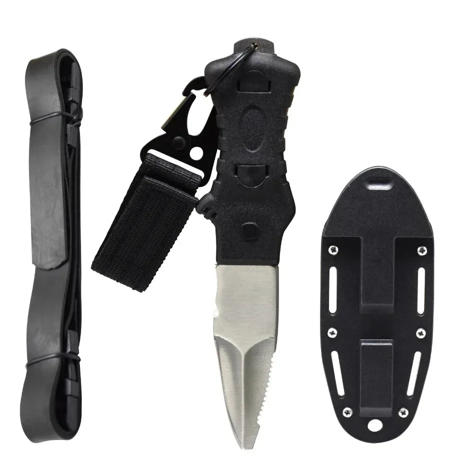 Professional Diving Knife for Spearfishing, Full Tang Stainless Steel Dive Tool with Rope Cutter